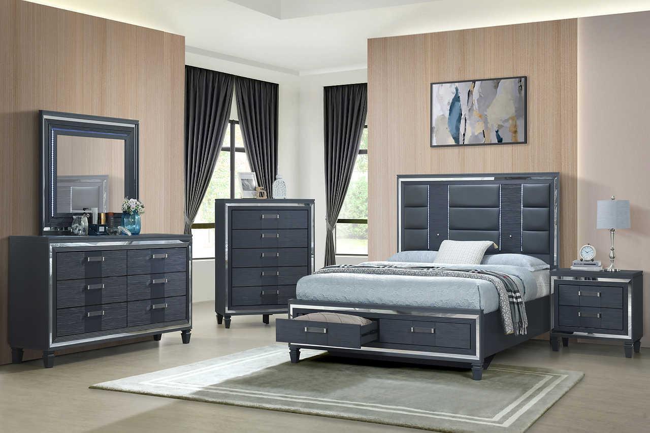 Meg Black Gray Nightstand - Image 2