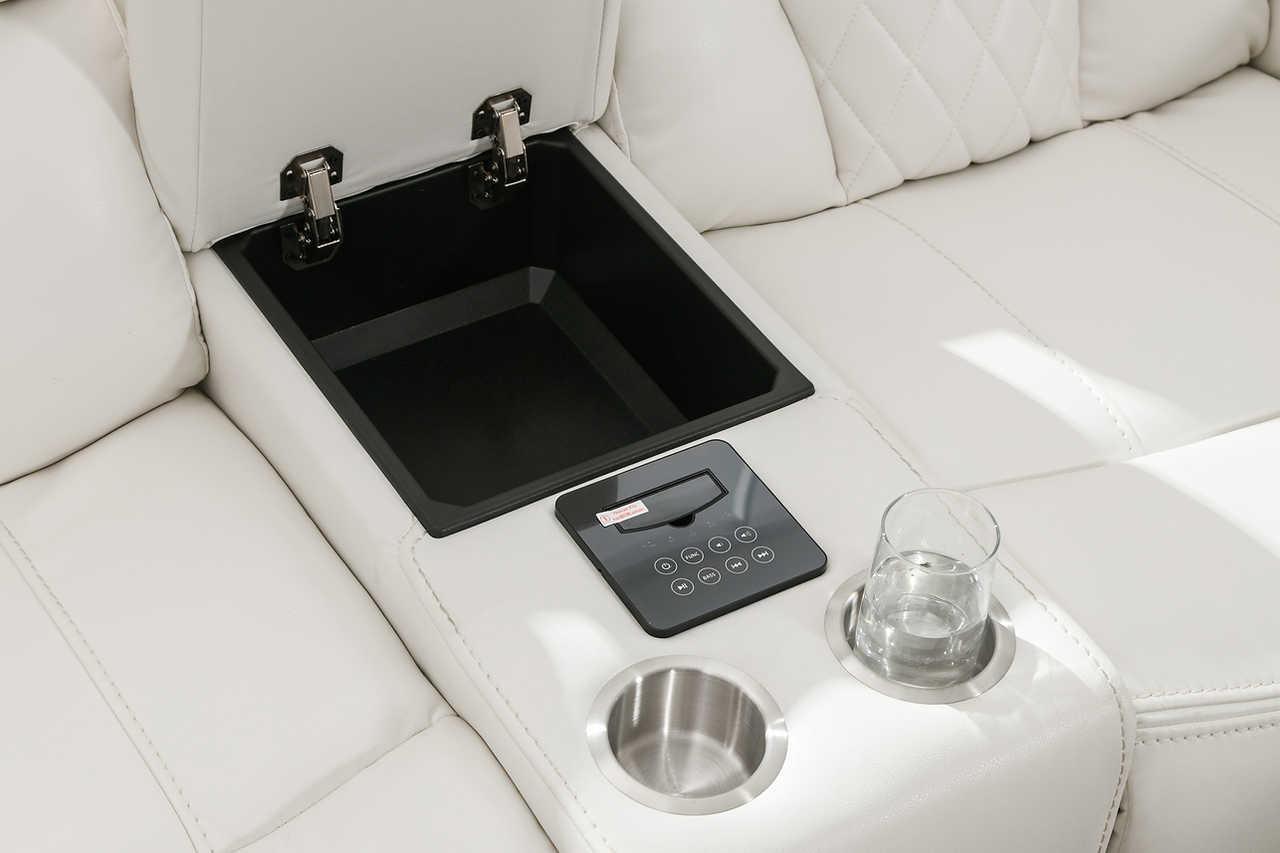 Party Time White Reclining Sofa, Loveseat Recliner - Image 2