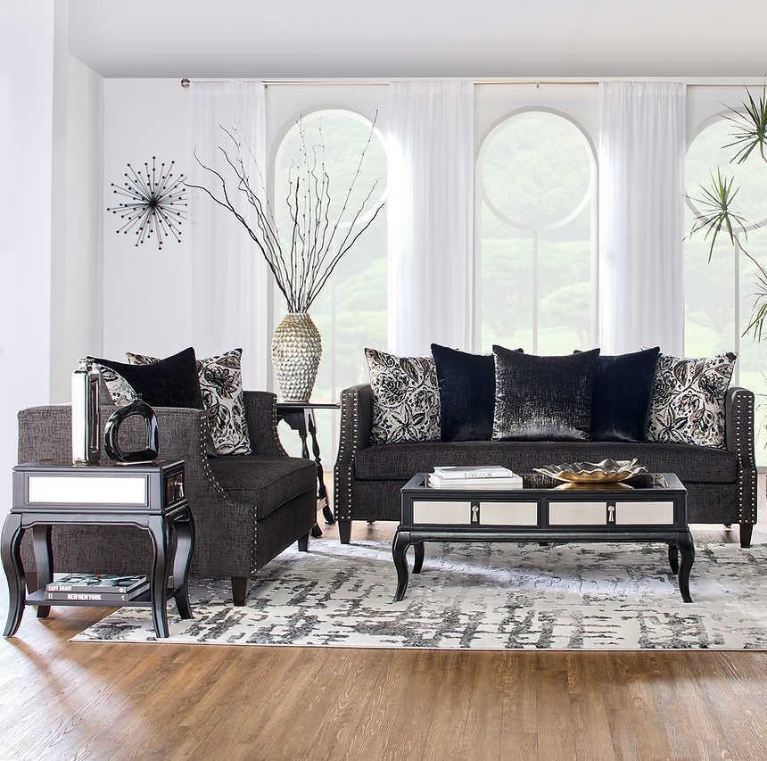Simone Dark Gray Fabric 2-Piece Living Room Set - Image 1