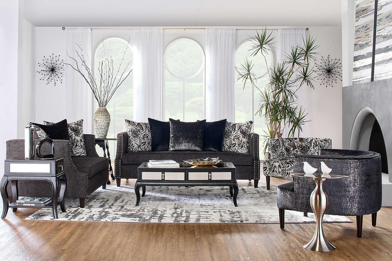 Simone Ash Gray Blue Fabric Upholstered Loveseat - Image 2