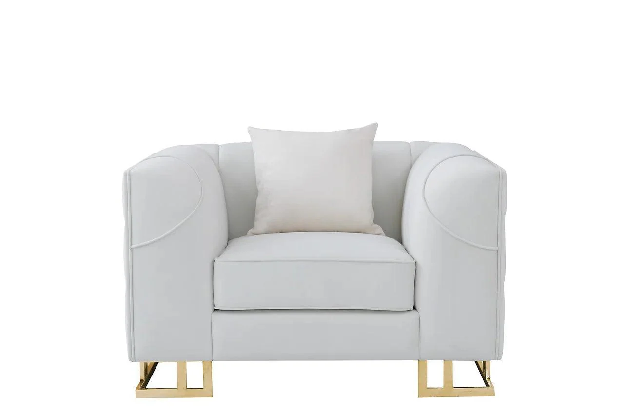 Designer Off White with Gold Velvet Chair