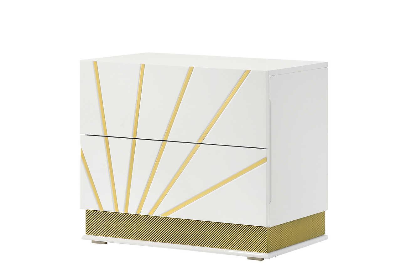 Safa White Gold 2-Drawers Nightstand - Image 1