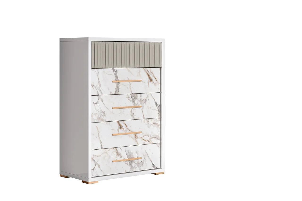 Cruz White Gray 5-Drawers Chest - Image 1