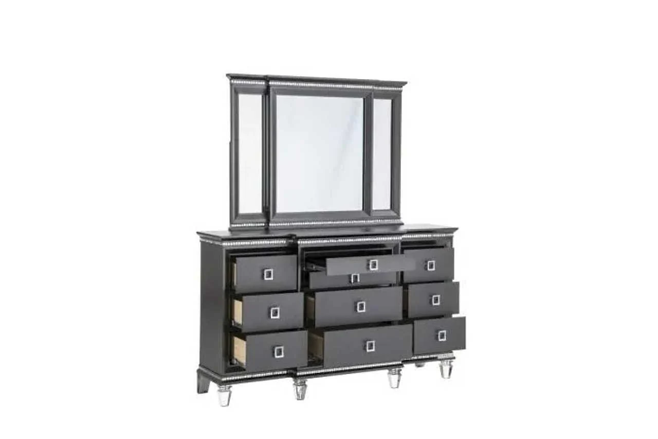 Madrid Dark Gray Dresser & Mirror - Image 1