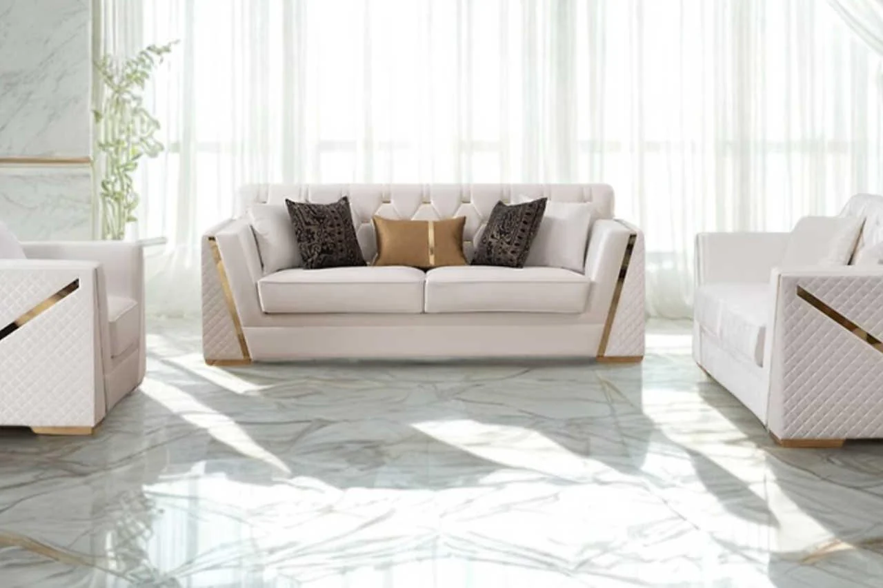 Hilena White Velvet Living Room Set - Image 1
