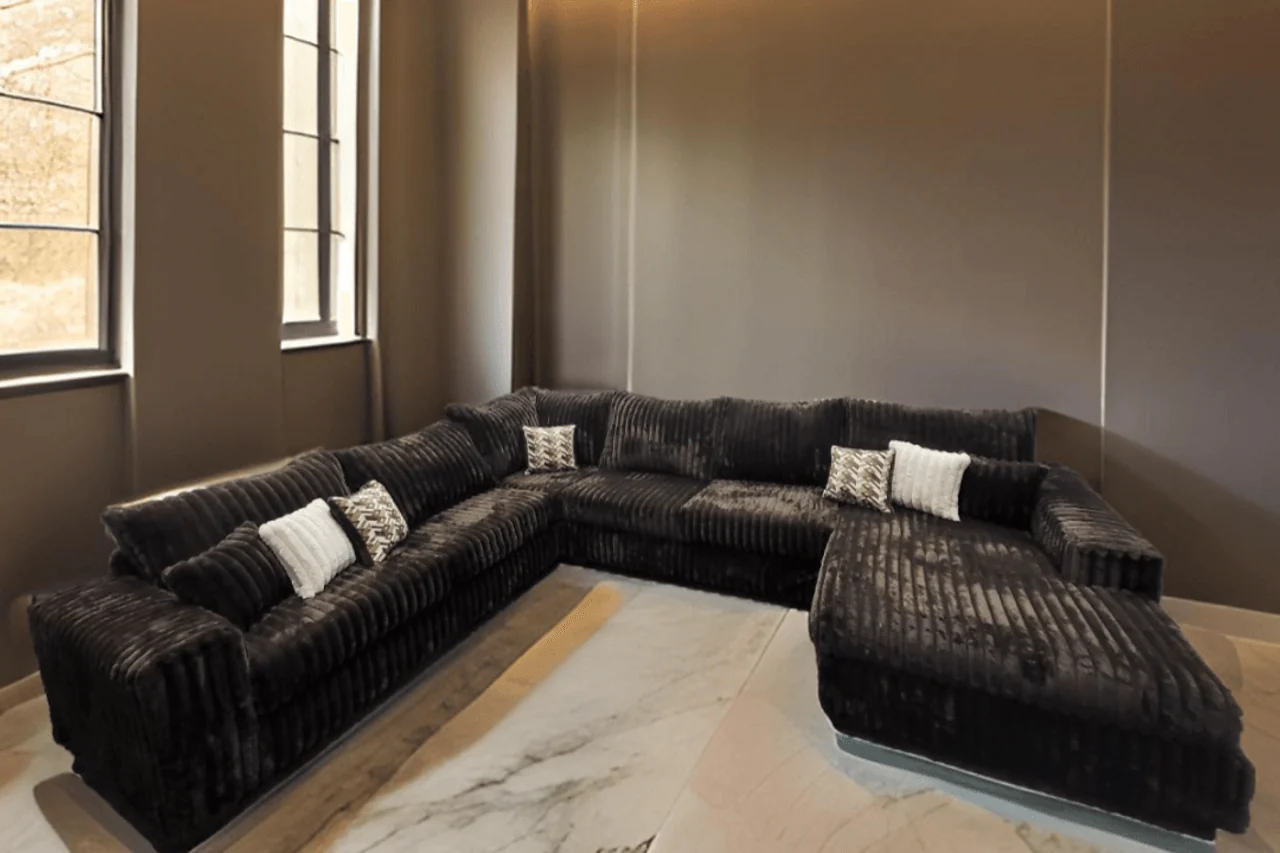 Texan Chocolate Corduroy Sectional - Image 1