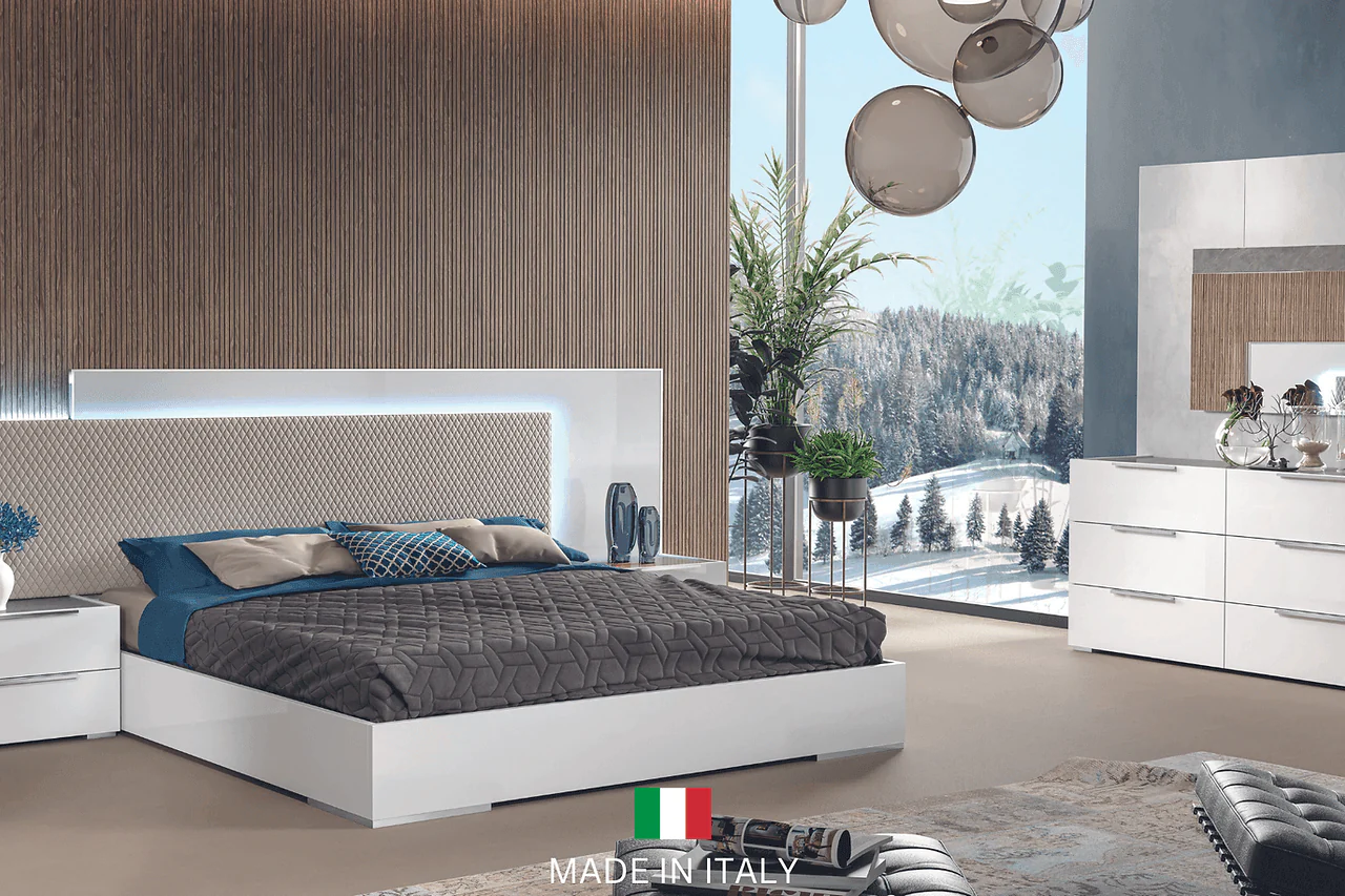 Fabiana White Beige Italian Bedroom Set