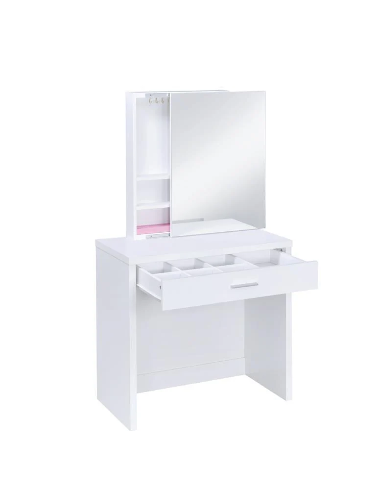 Harvey 2-Piece Vanity Set With Lift top Stool White - Image 3