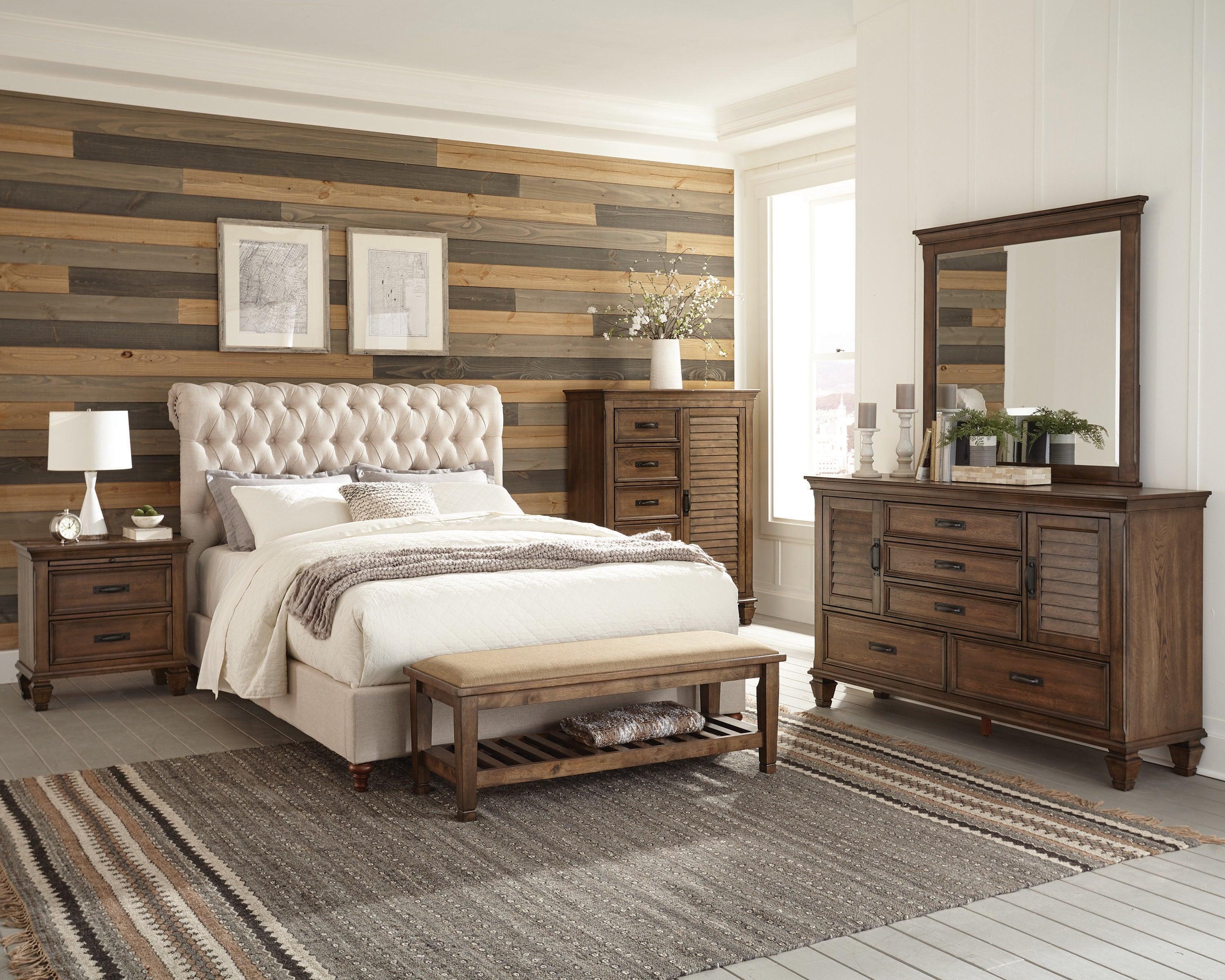 Devon Button Tufted Upholstered Queen Bed Beige - Image 2