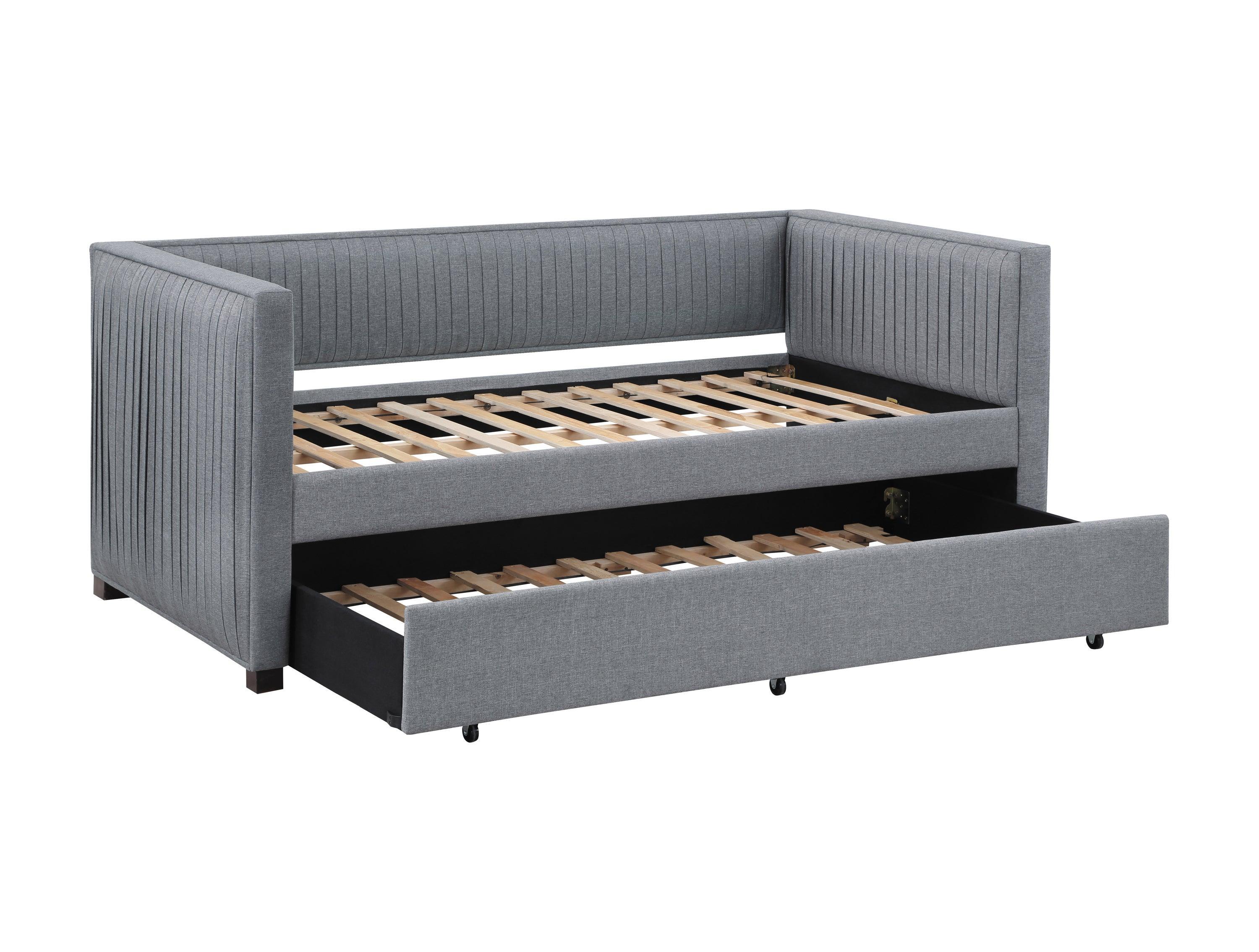 Brodie Upholstered Twin Daybed With Trundle Grey - Image 3