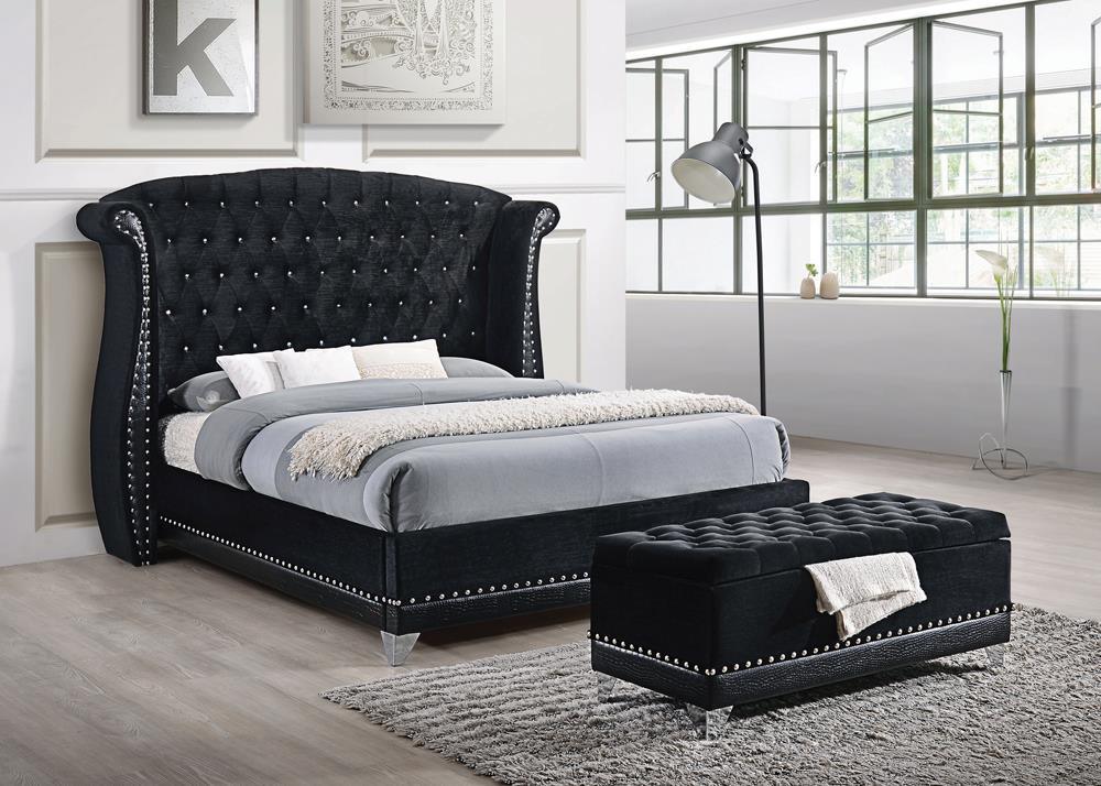 Barzini Queen Tufted Upholstered Bed Black - Image 3