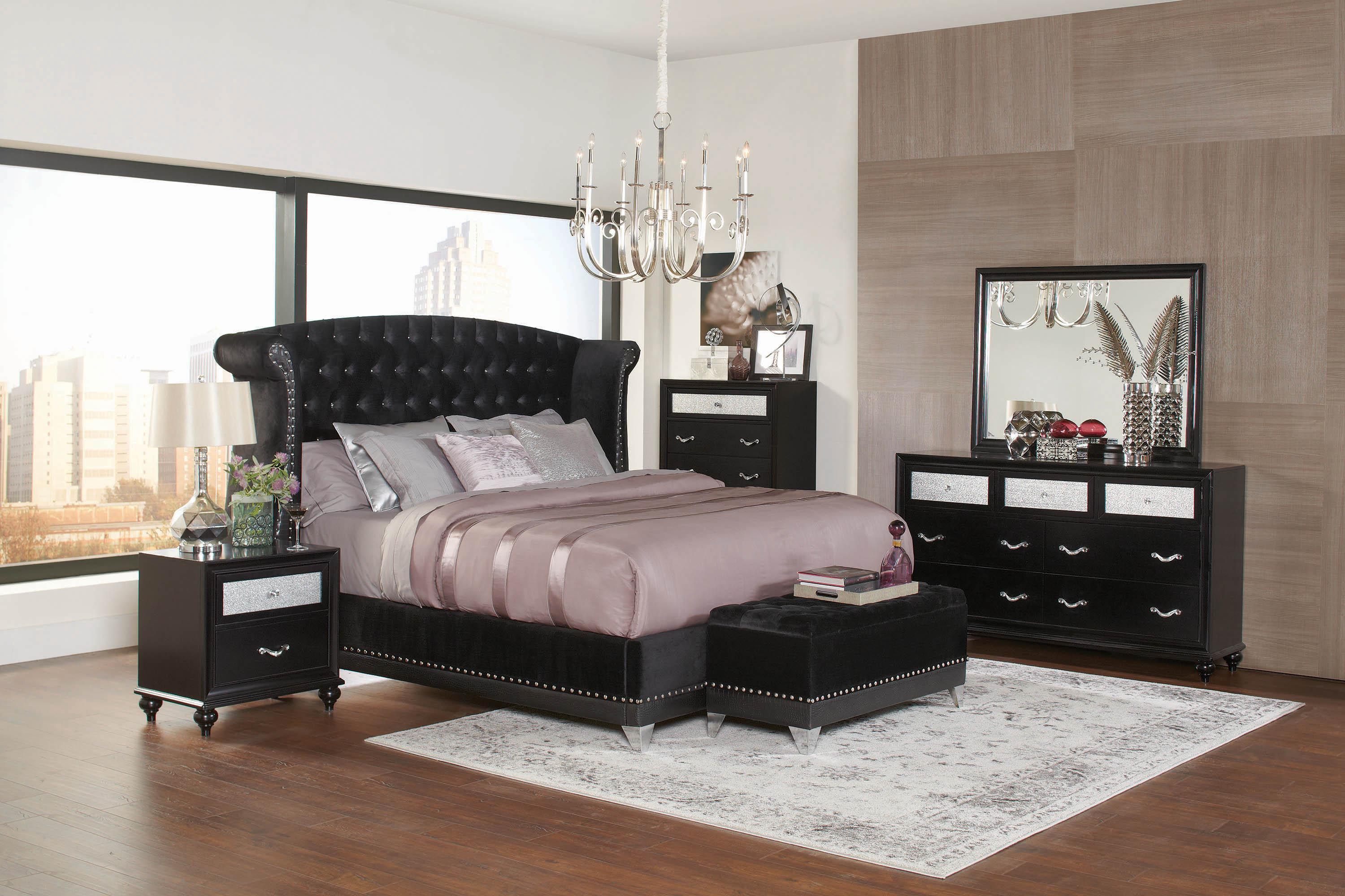 Barzini Queen Tufted Upholstered Bed Black - Image 2