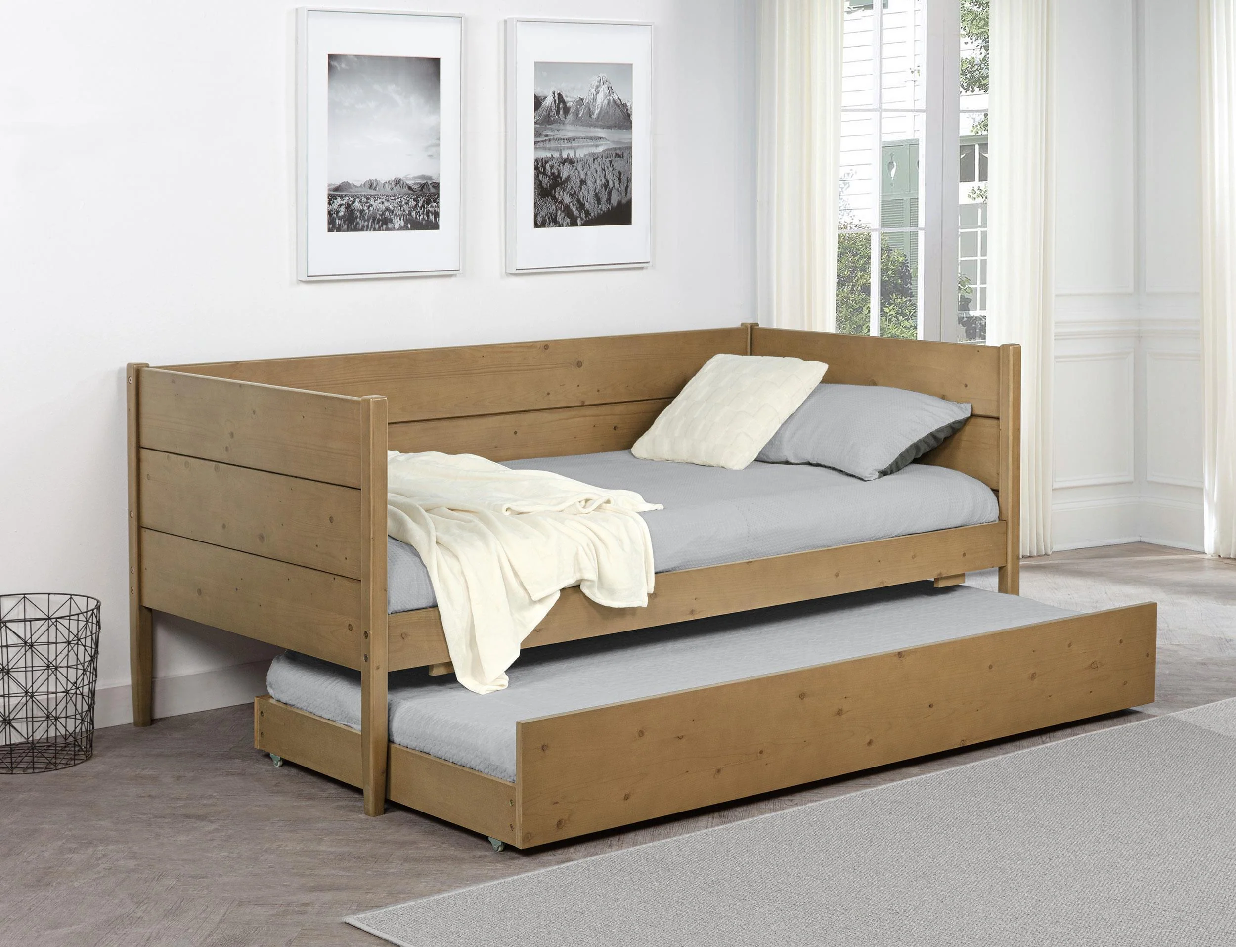 Calinda Wood Twin Daybed With Trundle Natural - Image 2
