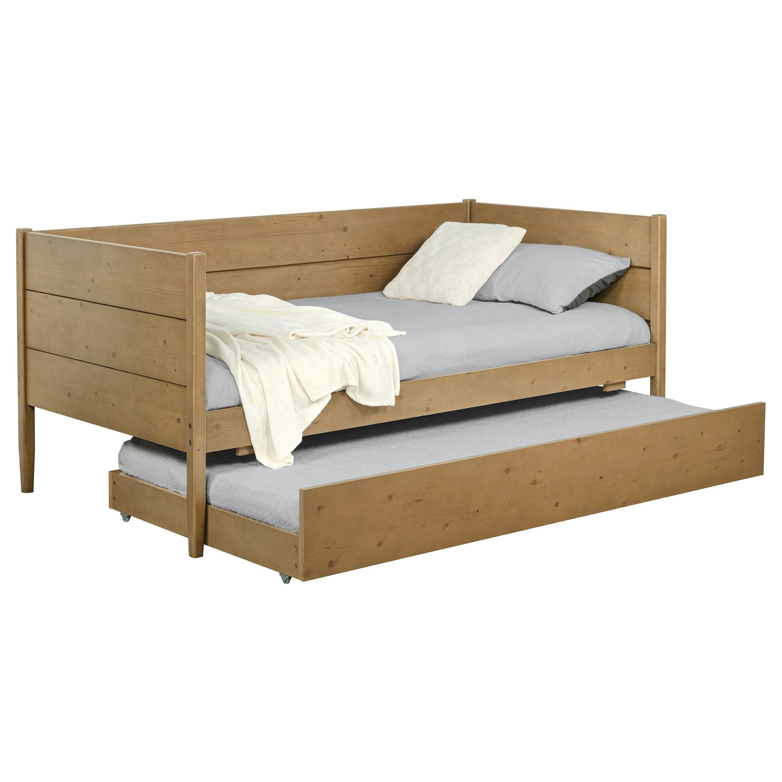Calinda Wood Twin Daybed With Trundle Natural - Image 3