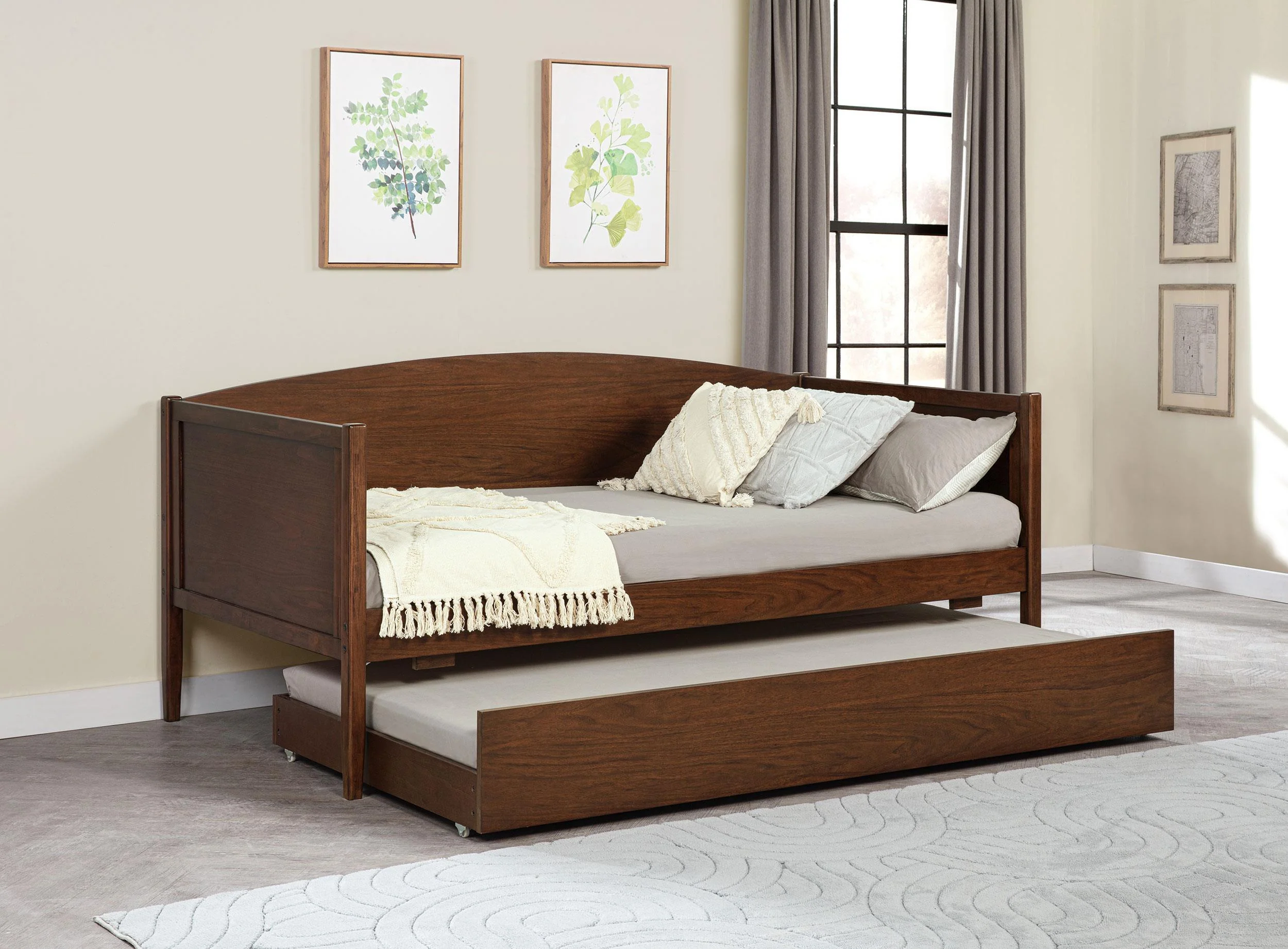 Bozeman Wood Twin Daybed With Trundle Medium Walnut - Image 2
