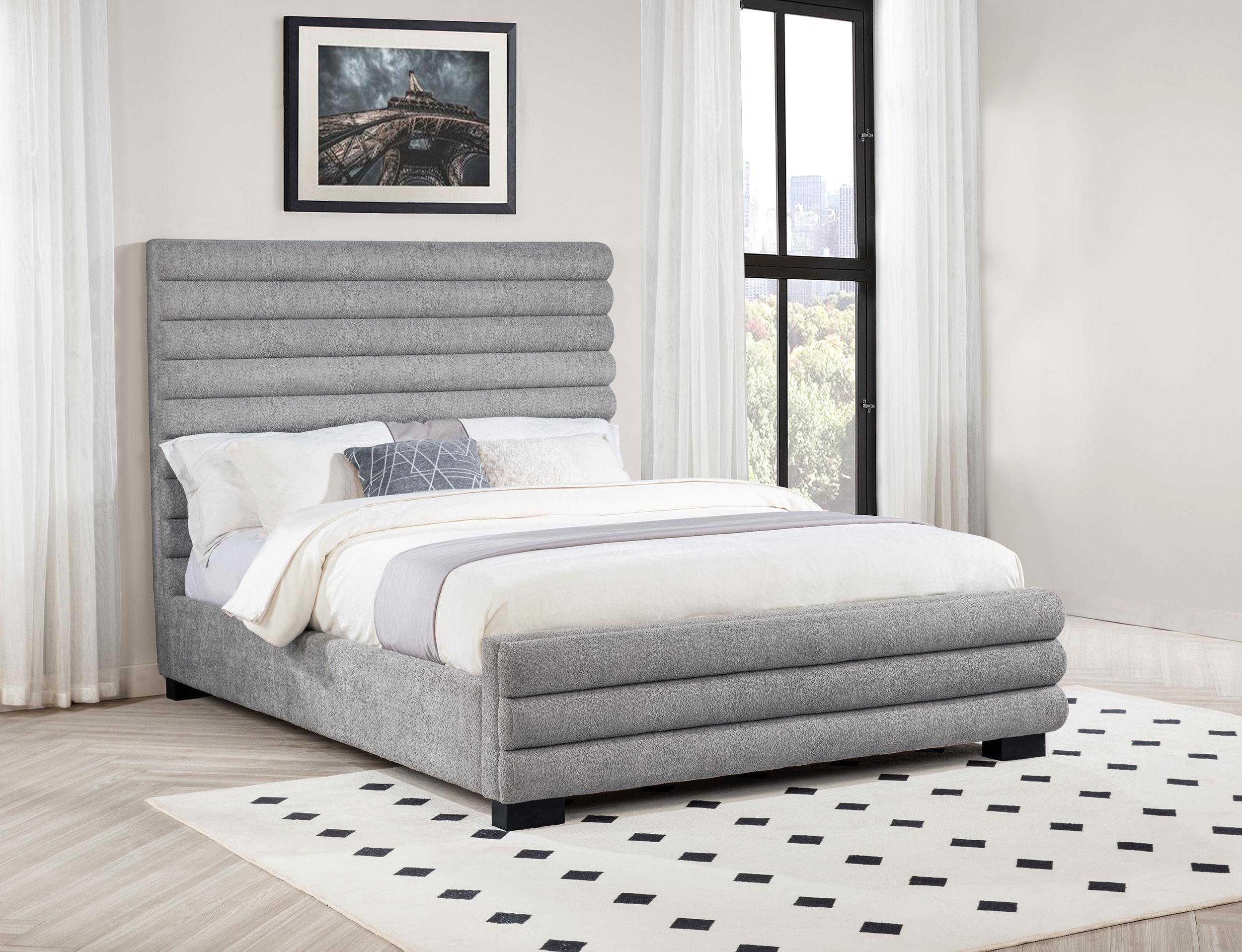 Patricia 58-inch Boucle Upholstered Eastern King Bed Grey - Image 2