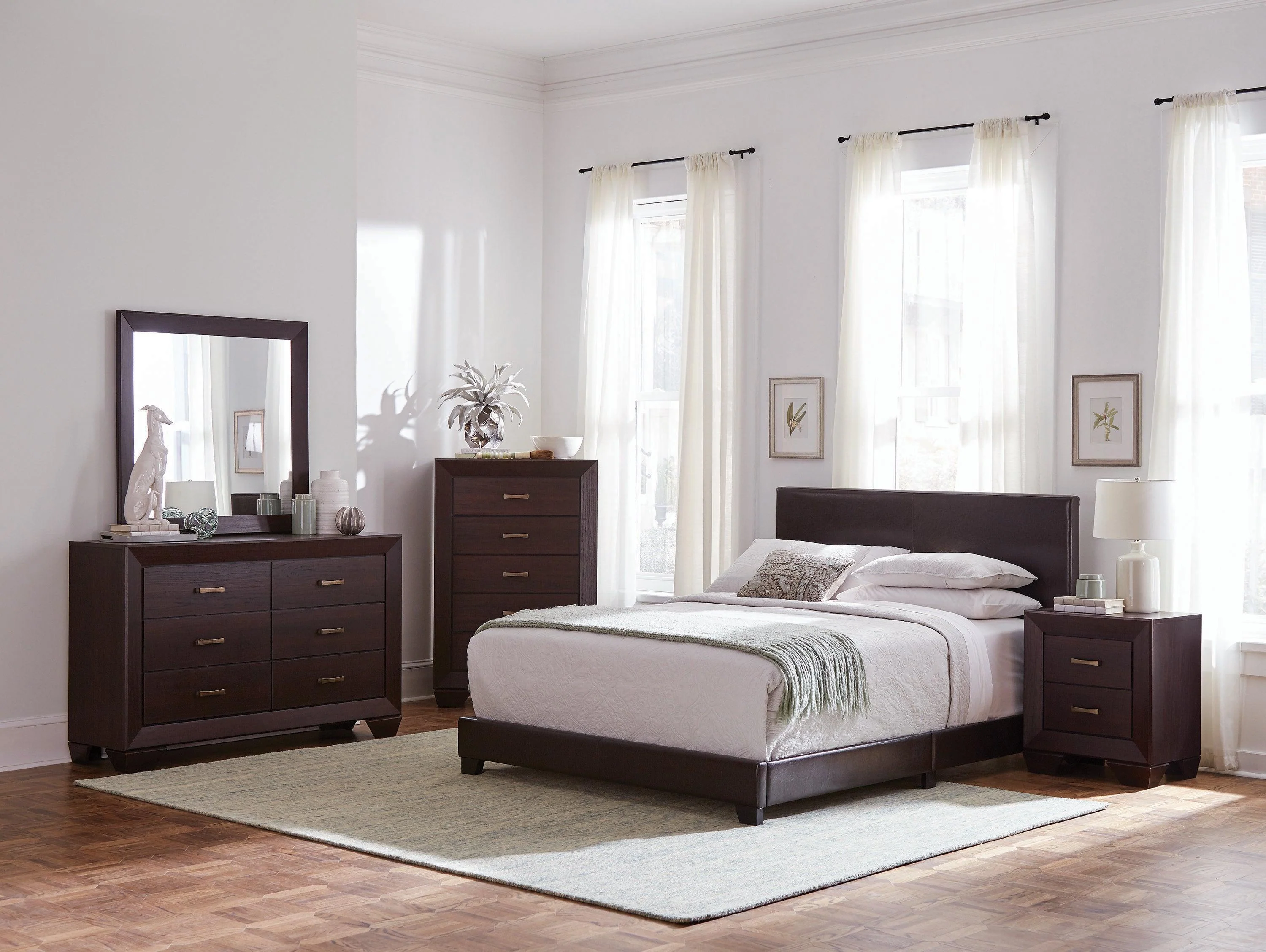 Dorian Upholstered Full Bed Brown - Image 2