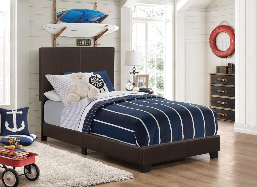 Dorian Upholstered Twin Bed Brown - Image 1