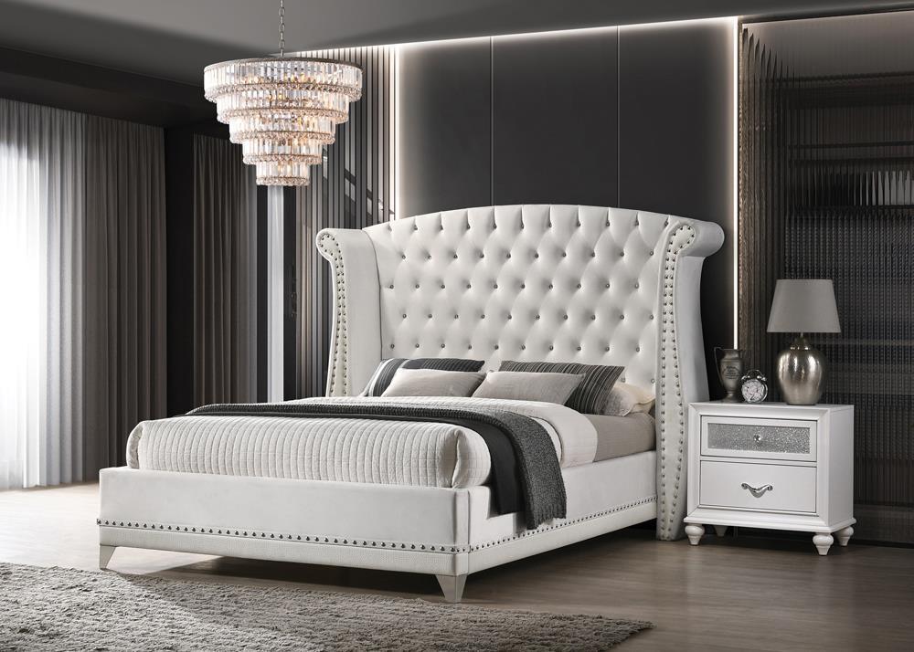 Barzini King Wingback Tufted Bed White - Image 2