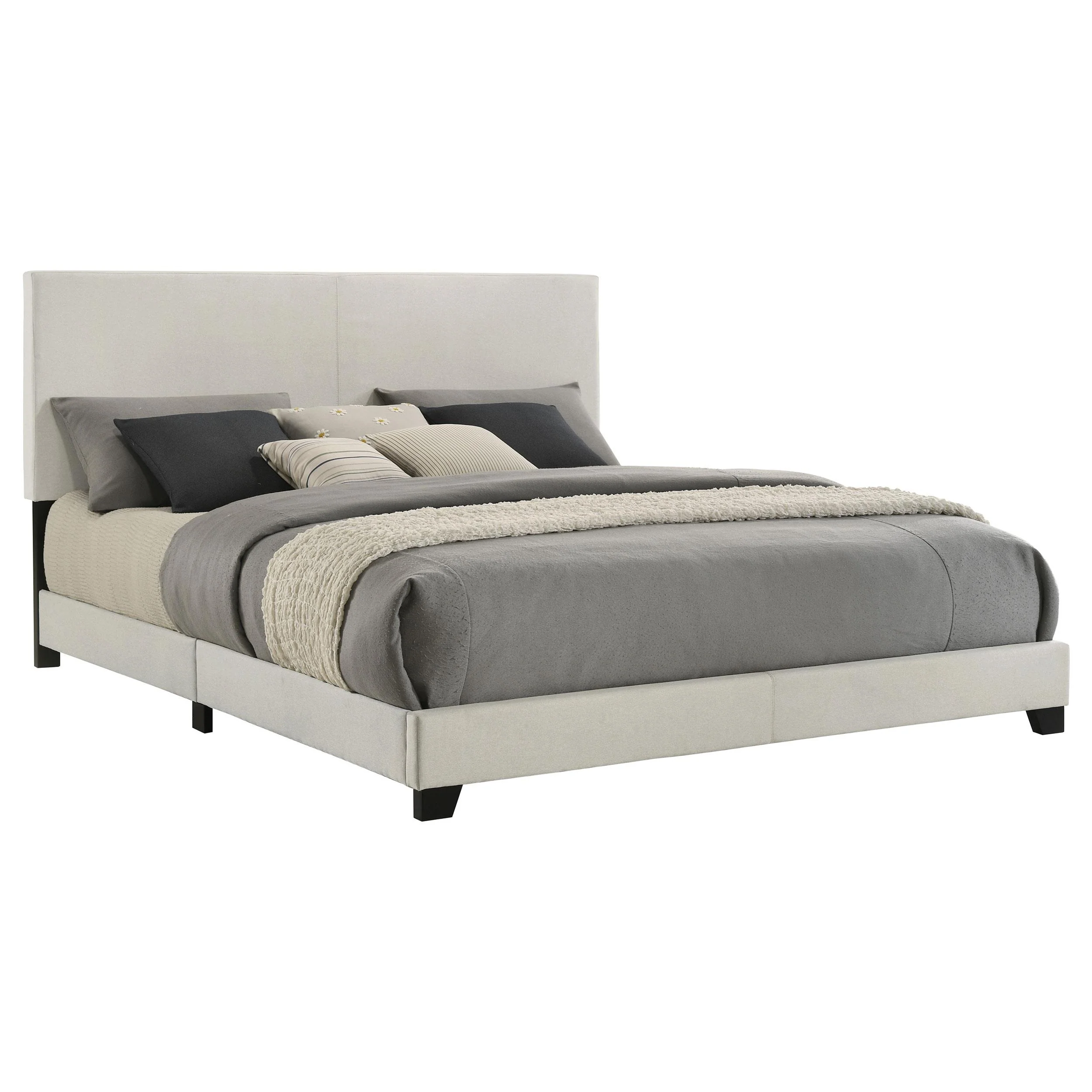 Dorian Fabric Upholstered Eastern King Panel Bed Cream - Image 3