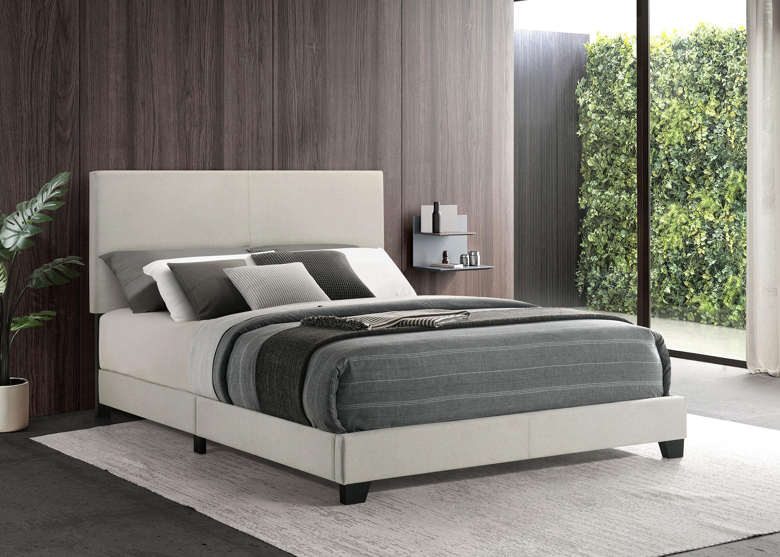 Dorian Fabric Upholstered Queen Panel Bed Cream - Image 2