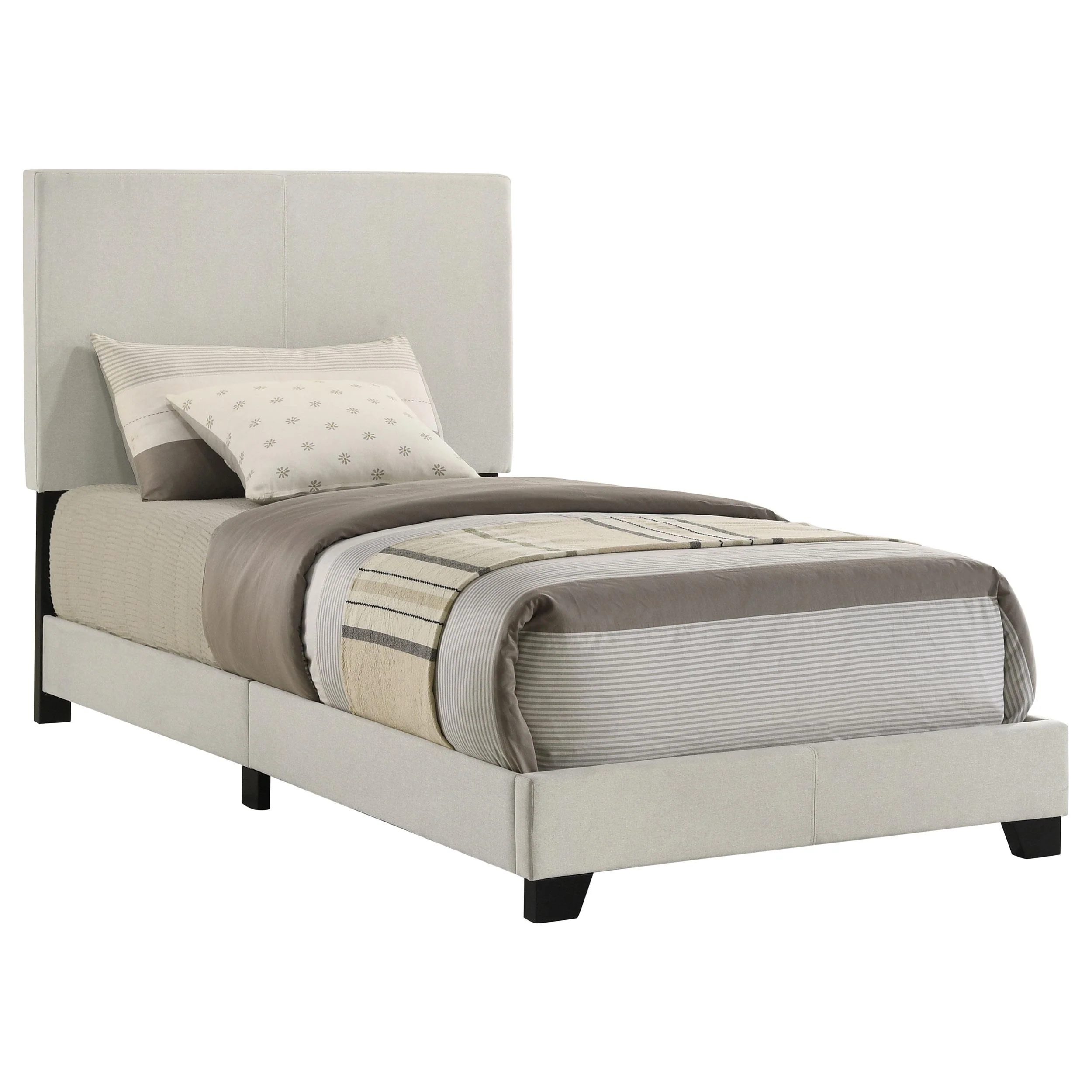 Dorian Fabric Upholstered Twin Panel Bed Cream - Image 3