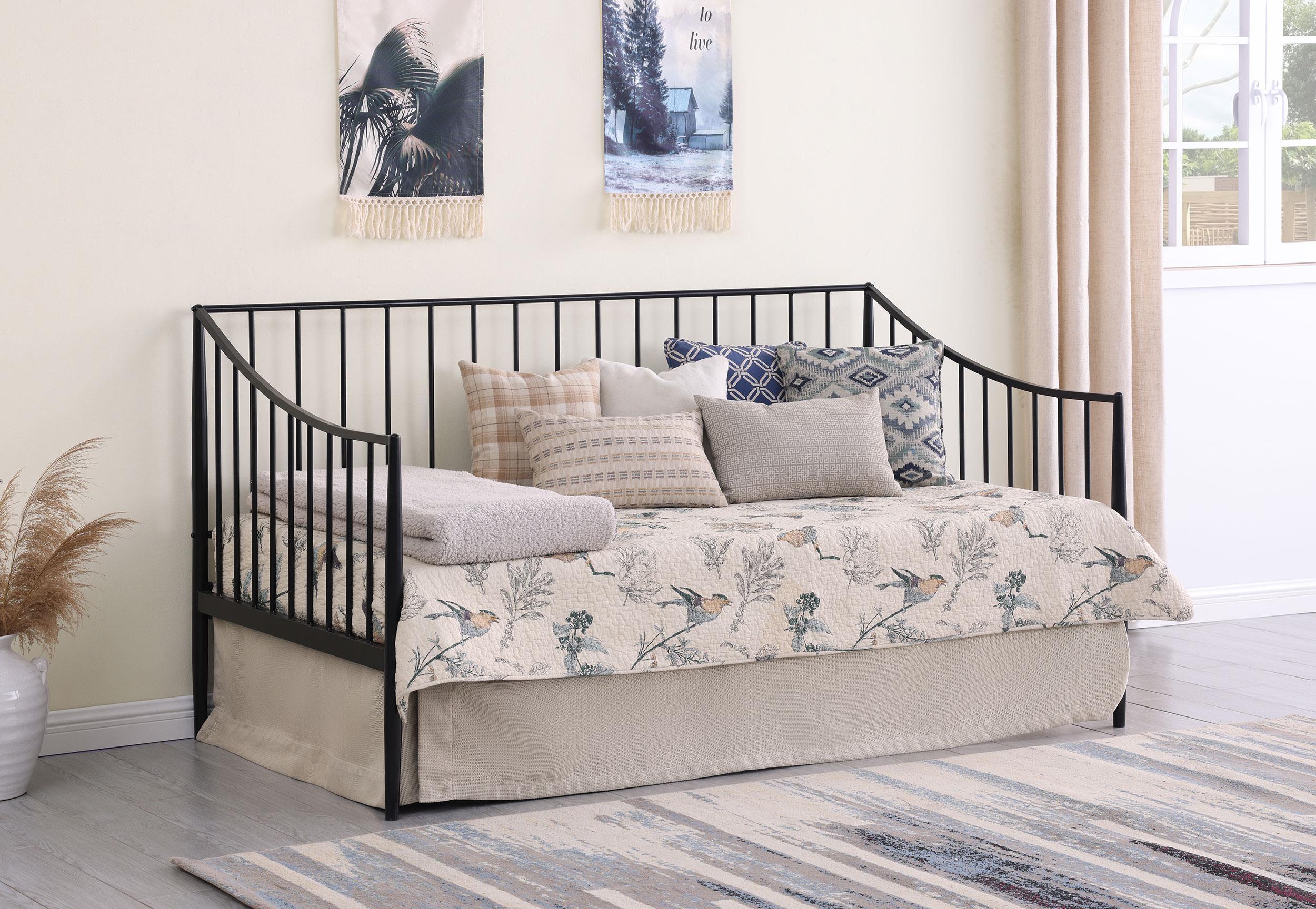 Newbury Metal Twin Daybed Bed Frame Matte Black - Image 2