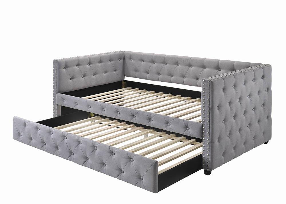 Mockern Tufted Upholstered Daybed With Trundle Grey - Image 3