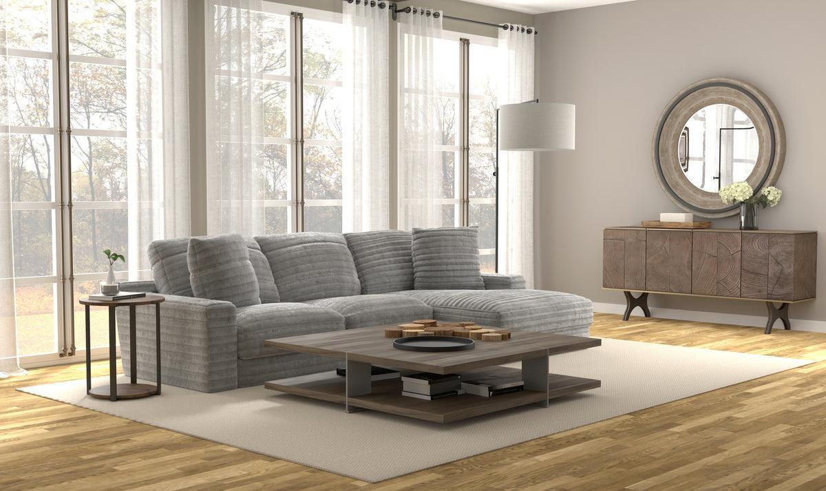 Kelly Oversized Corduroy Gray 123" Sectional with Cupholders - Image 1