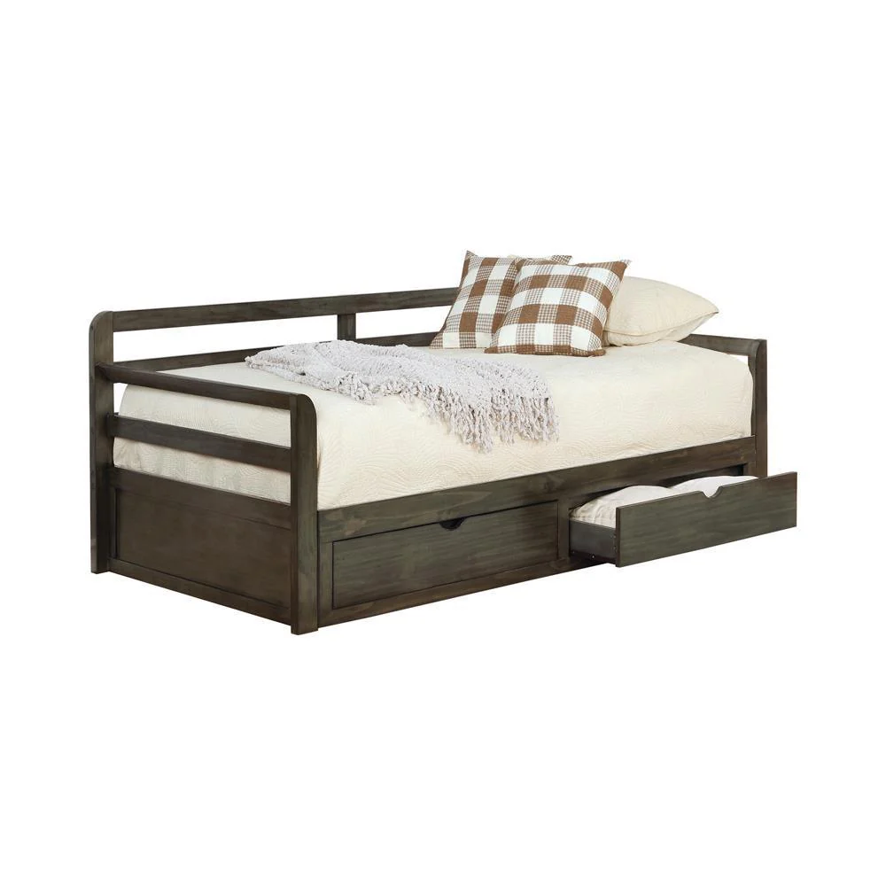 Sorrento 2 Drawer Twin Daybed With Extension Trundle Grey - Image 3