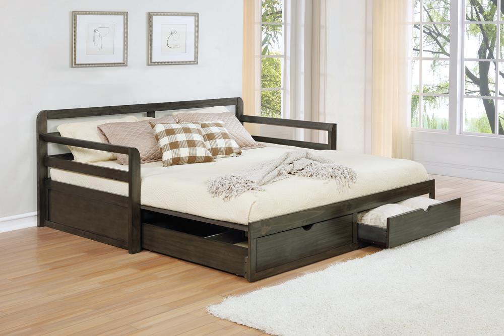 Sorrento 2 Drawer Twin Daybed With Extension Trundle Grey - Image 2