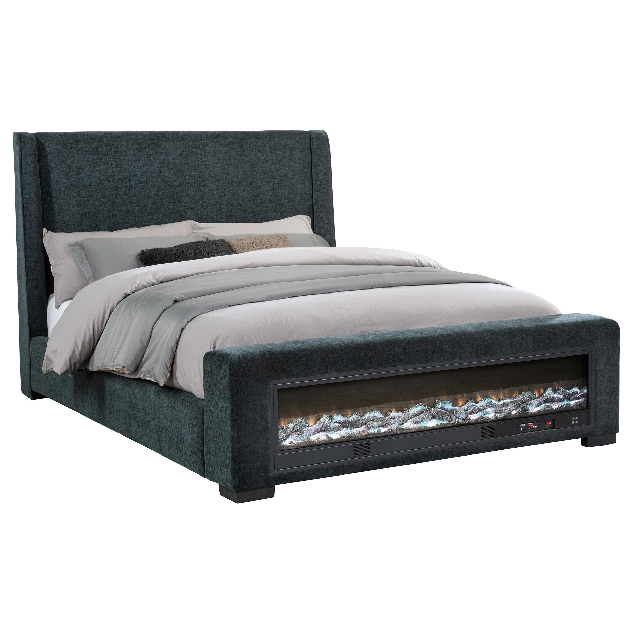 Preston Upholstered Eastern King Audio Flame Visualizer Bed Blue - Image 3