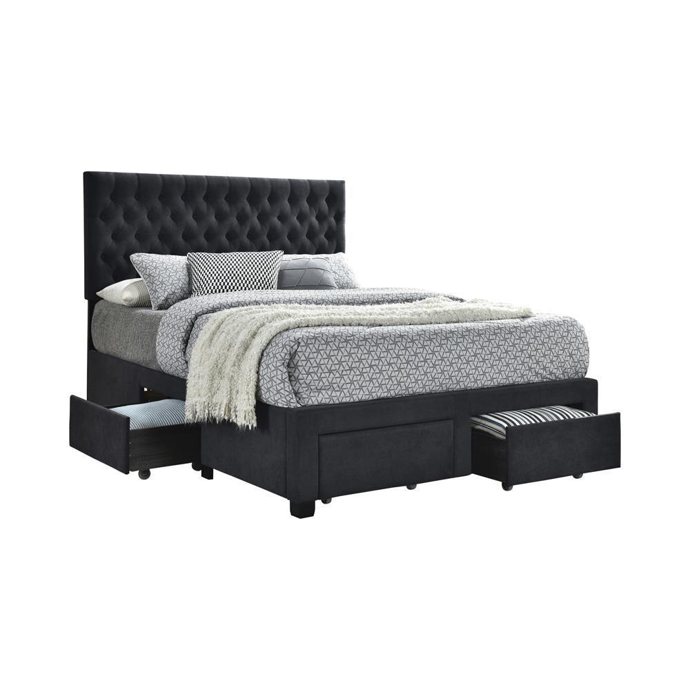 Soledad Full 4 Drawer Button Tufted Storage Bed Charcoal - Image 2
