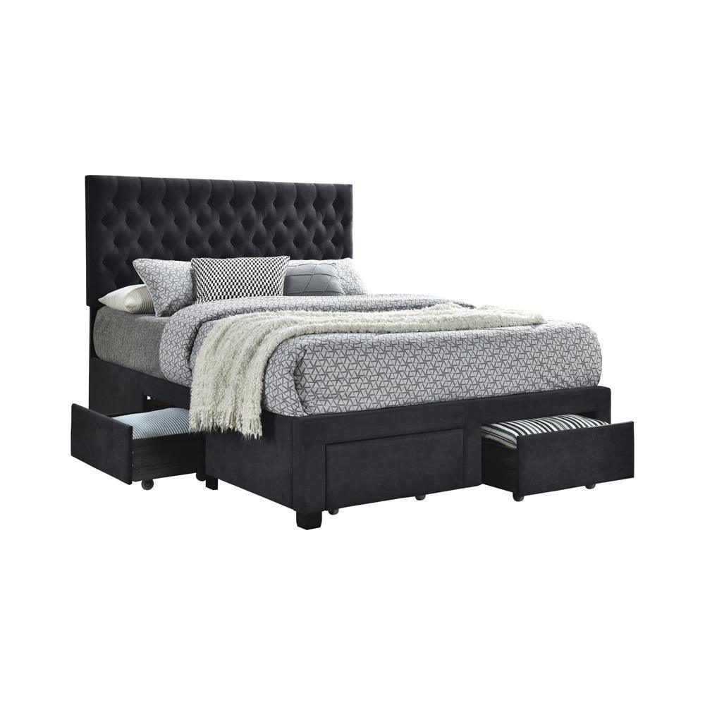 Soledad Queen 4 Drawer Button Tufted Storage Bed Charcoal - Image 2