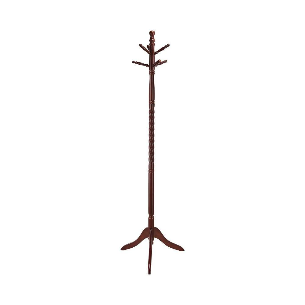 Riona 6 Hook Freestanding Wood Coat Rack Hat Hanger Merlot - Image 2