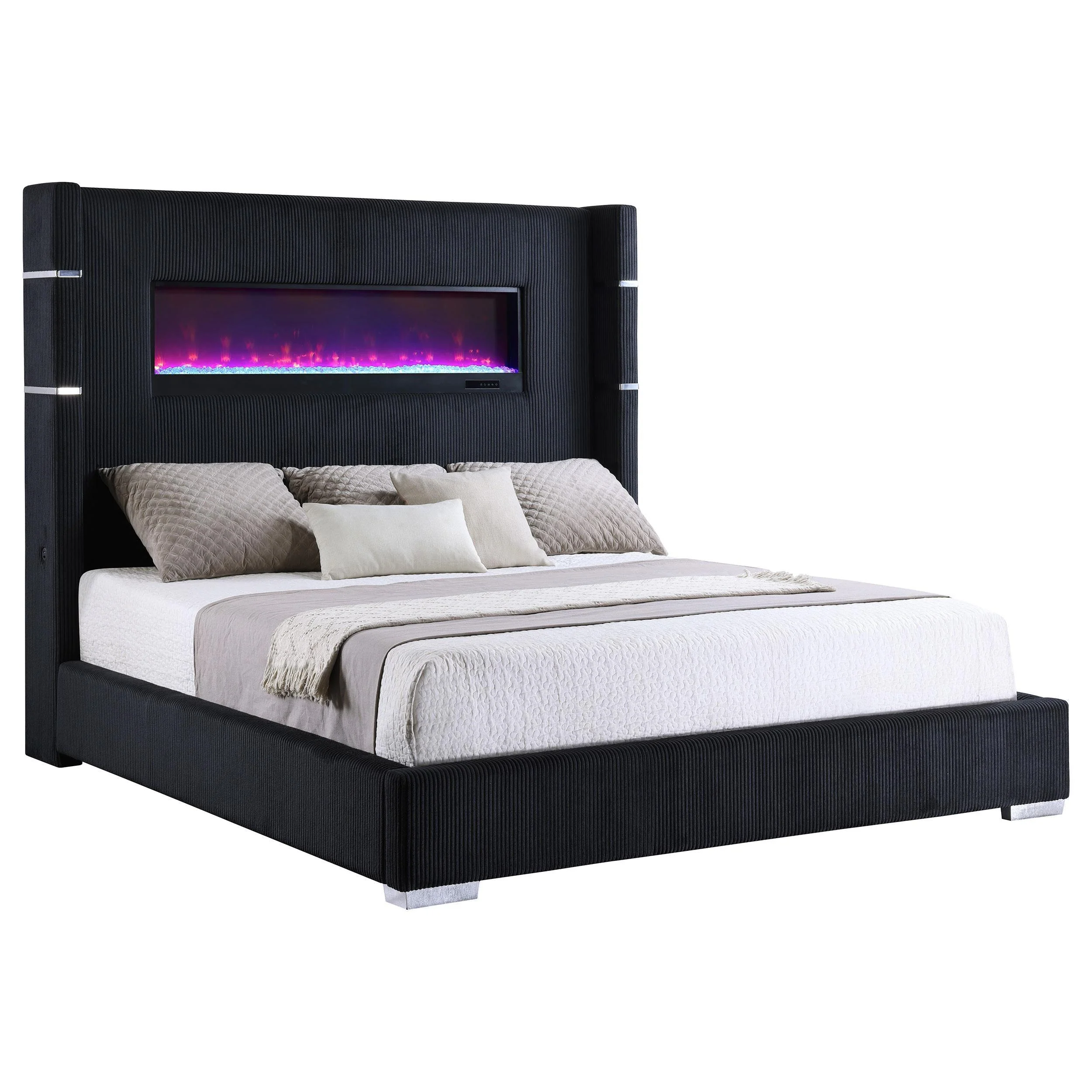 Tisdall Upholstered Cal King Flame Visualizer Bed Black - Image 3