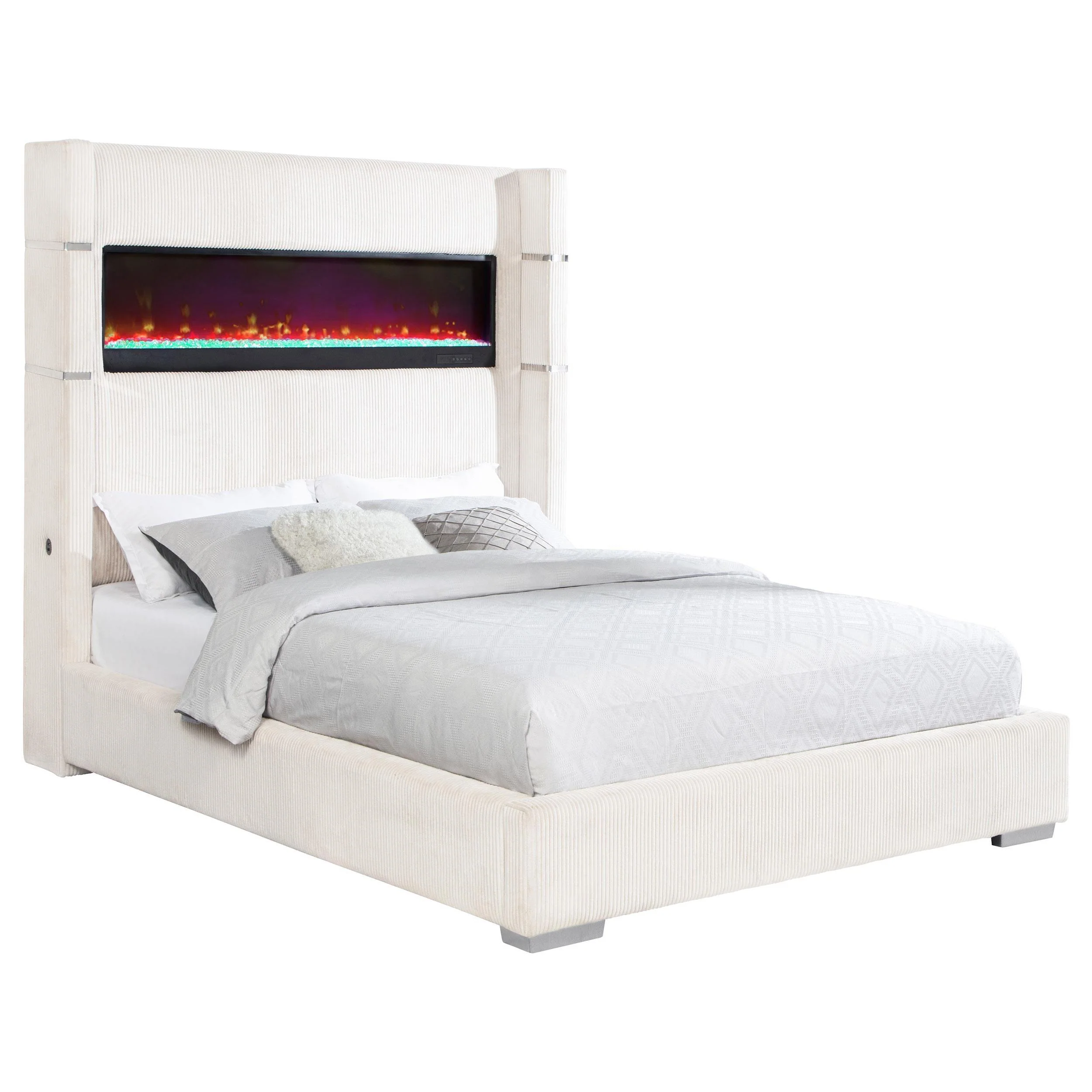 Tisdall Upholstered Cal King Flame Visualizer Bed Cream - Image 3