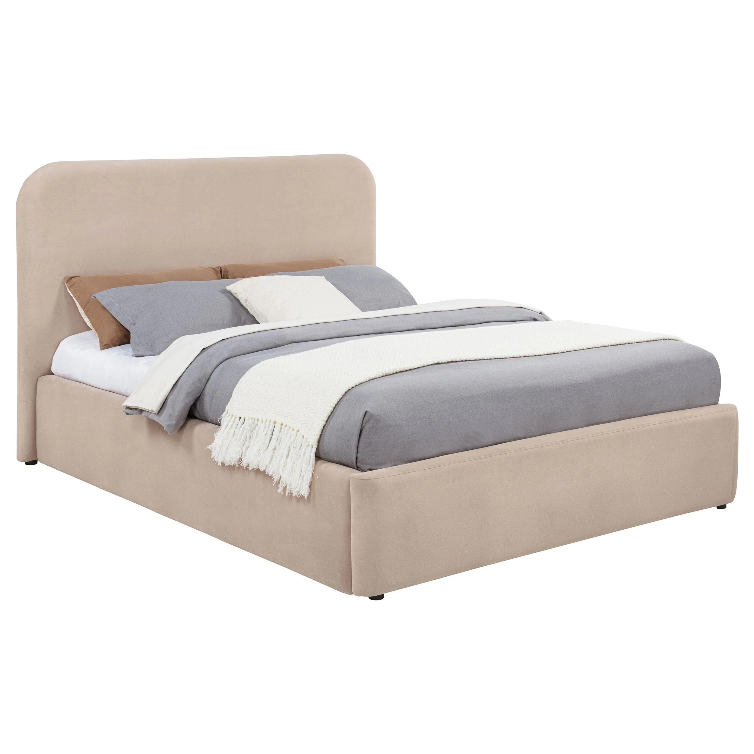 Anders Upholstered Eastern King Storage Lift Platform Bed Beige - Image 3