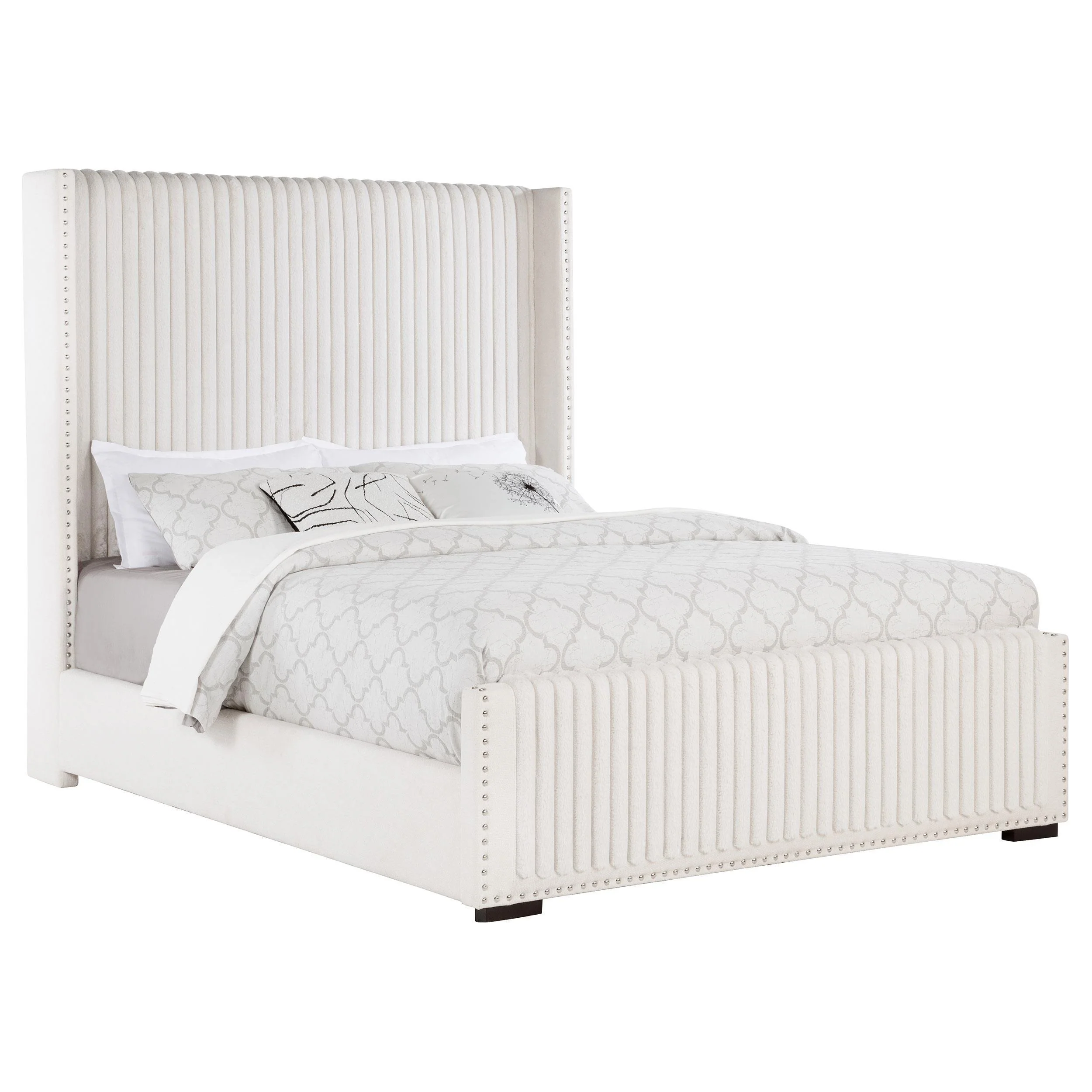 Natasha 69-inch Upholstered King Wingback Bed Cream - Image 3