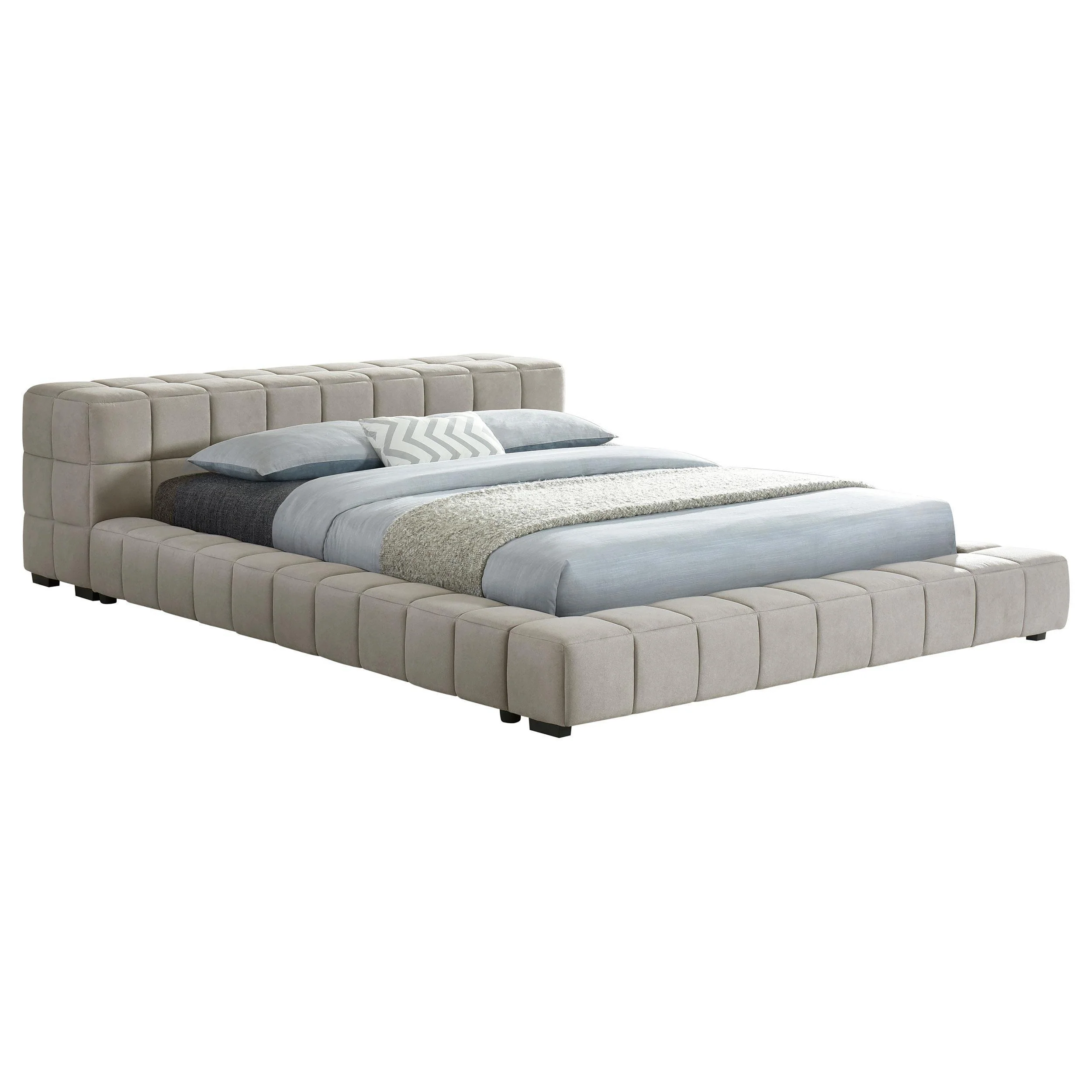 Trinity Upholstered Queen Platform Bed Light Taupe - Image 2