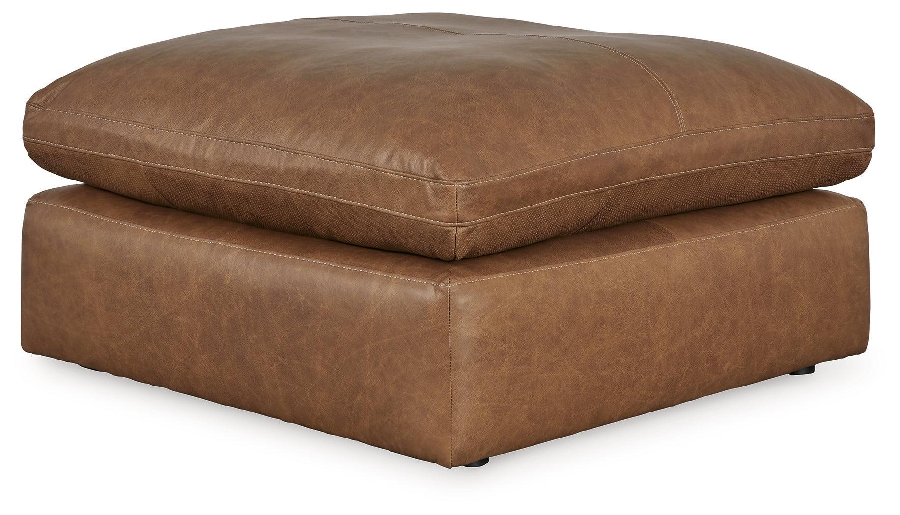 Emilia Caramel Leather Oversized Accent Ottoman - Image 2