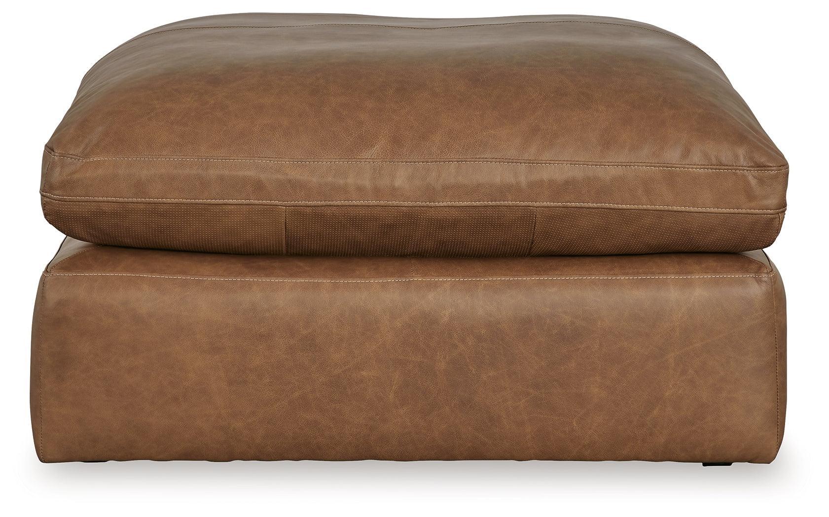 Emilia Caramel Leather Oversized Accent Ottoman - Image 3