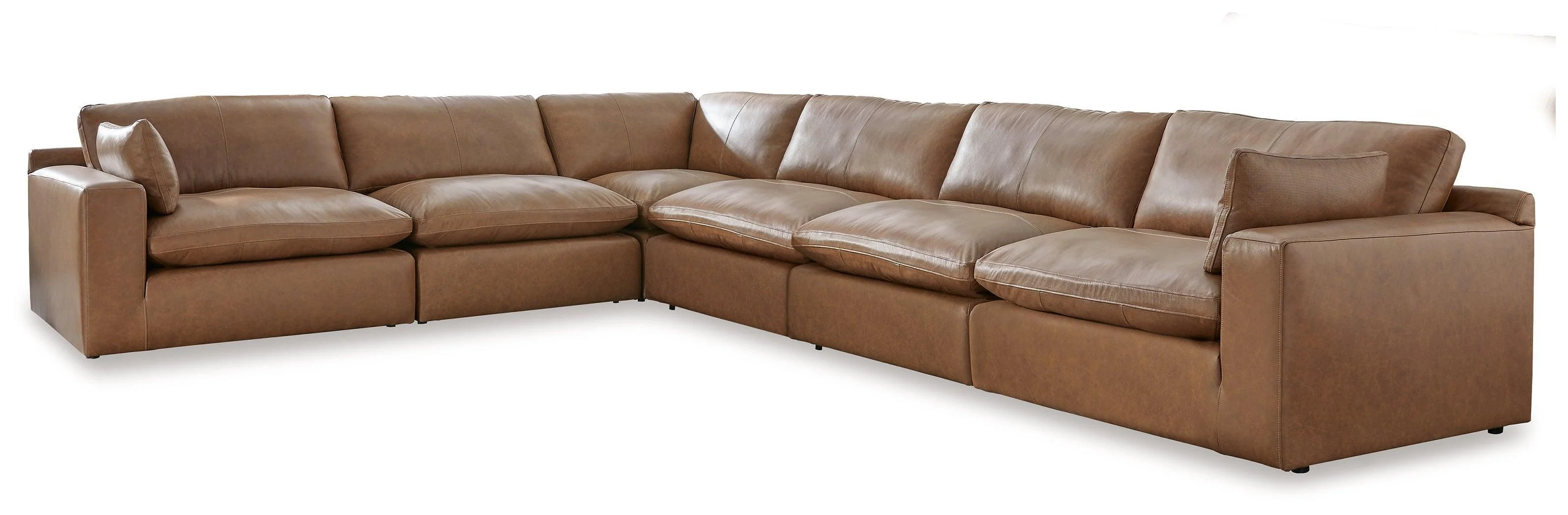 Emilia Caramel Leather 6-Piece Sectional - Image 2