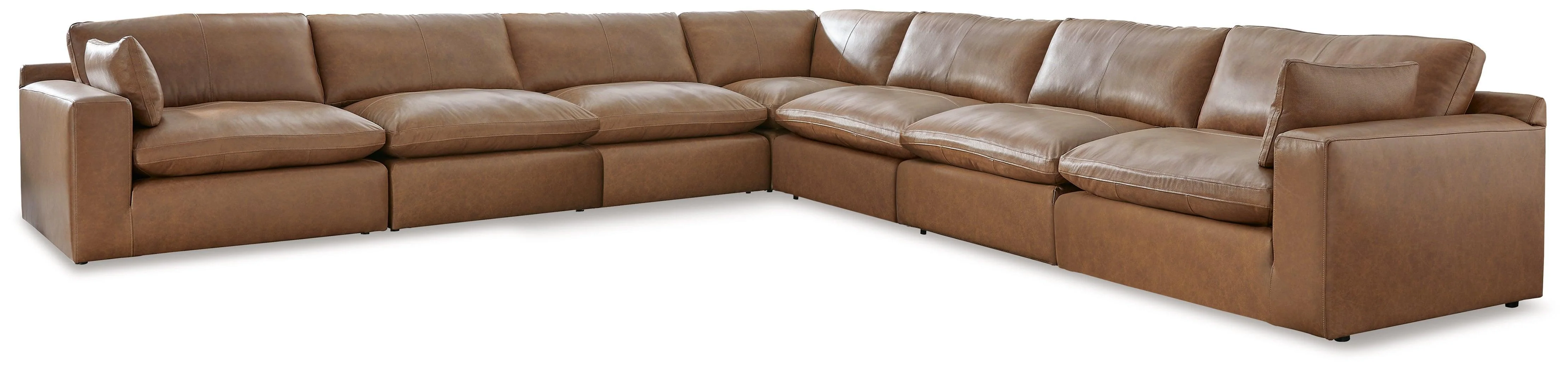 Emilia Caramel Leather 7-Piece Sectional - Image 2