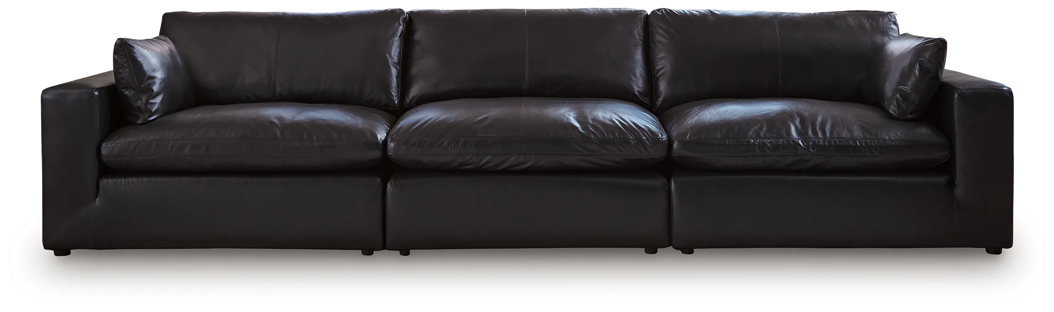 Emilia Black Leather 3-Piece Sectional Sofa - Image 2