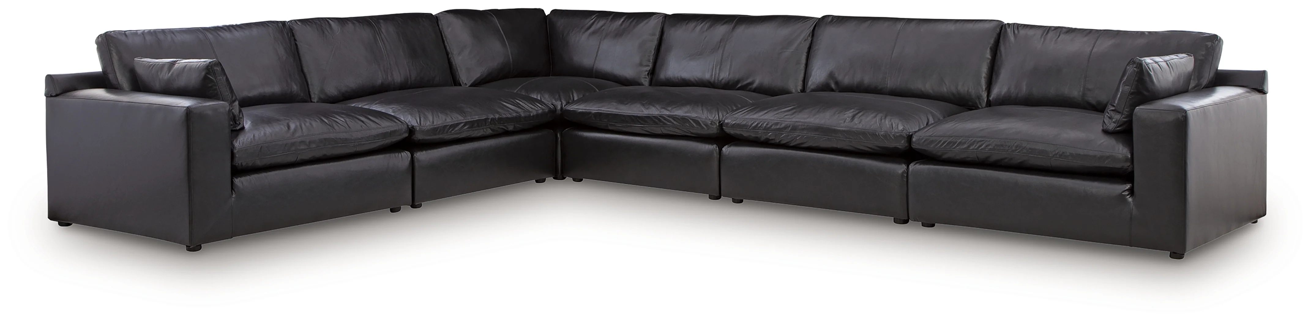 Emilia Black Leather 6-Piece Sectional - Image 2