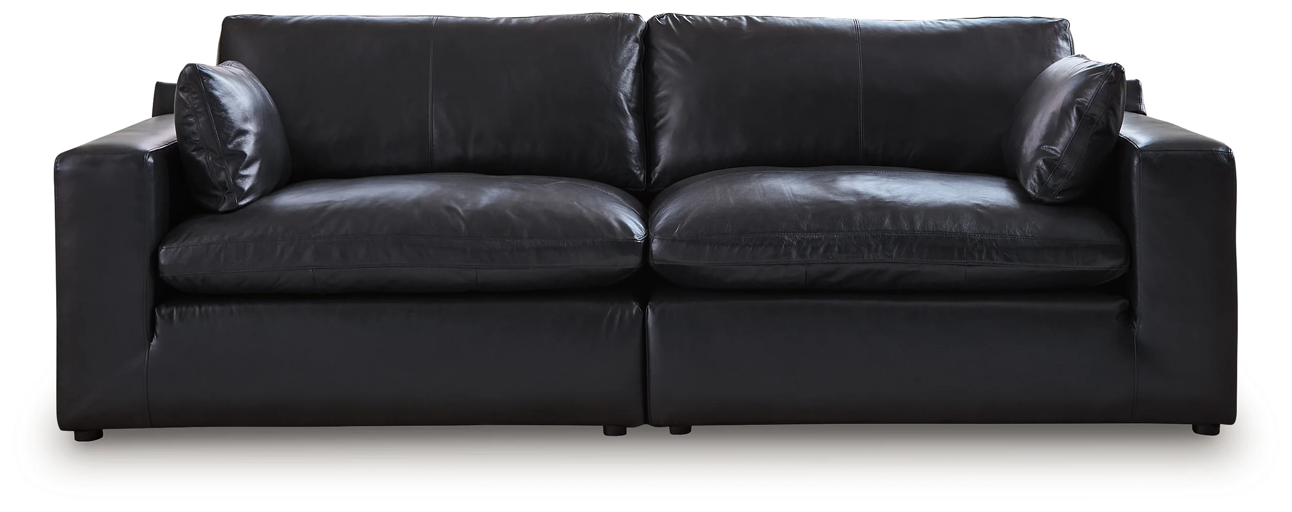 Emilia Black Leather 2-Piece Sectional Loveseat - Image 2