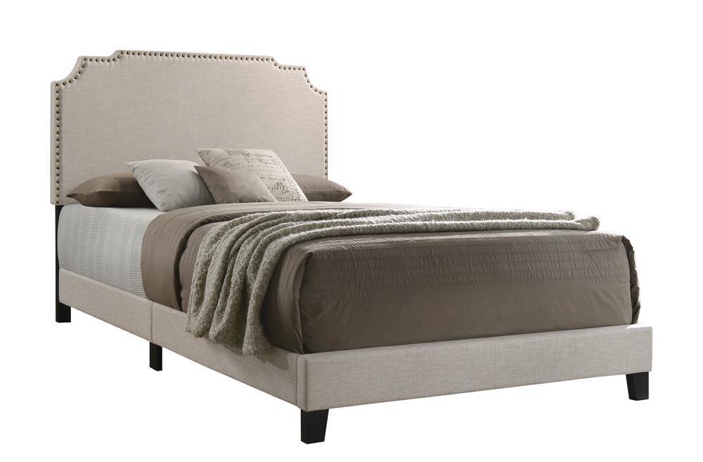 Tamarac Upholstered Nailhead Full Bed Beige - Image 2