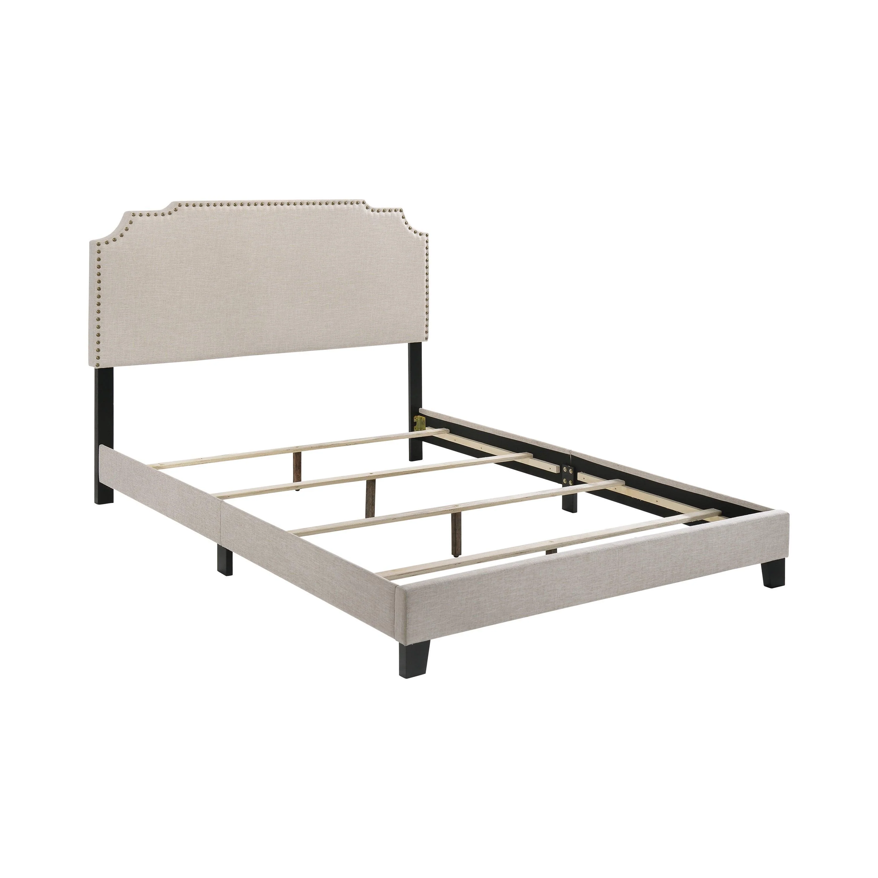 Tamarac Upholstered Nailhead Full Bed Beige - Image 3