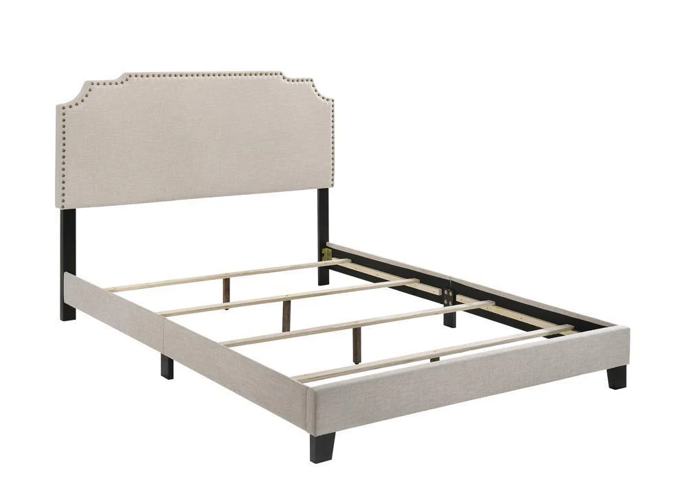 Tamarac Upholstered Nailhead King Bed Beige - Image 3